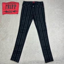 TRIPP NYC Womens Black Stripe Skinny Stretch Punk Emo Goth Rock Metal Pants Sz 3