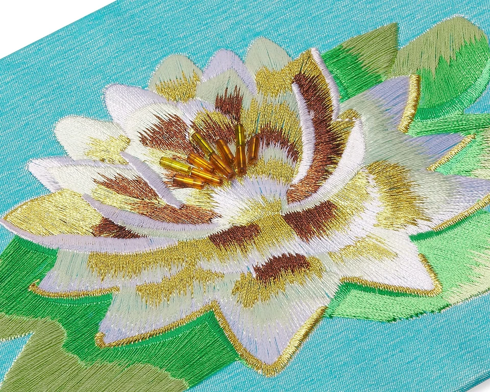 Papyrus Sympathy Card Wishing You Peace Waterlily Design With Embroidery - Image 3 of 4