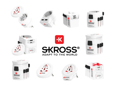 SKROSS World Reiseadapter, Reisestecker EU US UK CH IT BRA USB Ladeadapter weiß