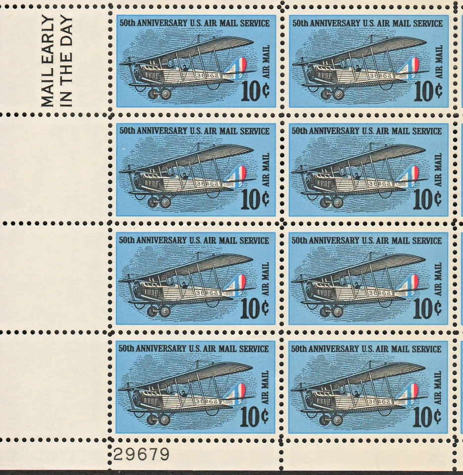USA #C74 - 1968 Sheet of 50 Stamps, PL 29679 "Air Mail Service" 10¢ OG XF MNH* - Image 2 of 4