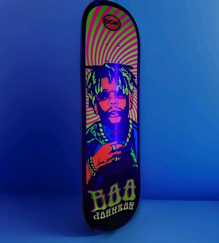 DGK Boo Johnson Ghetto Dreams Psychedelic Black Light 8.06" RARE Skateboard  - Picture 1 of 3