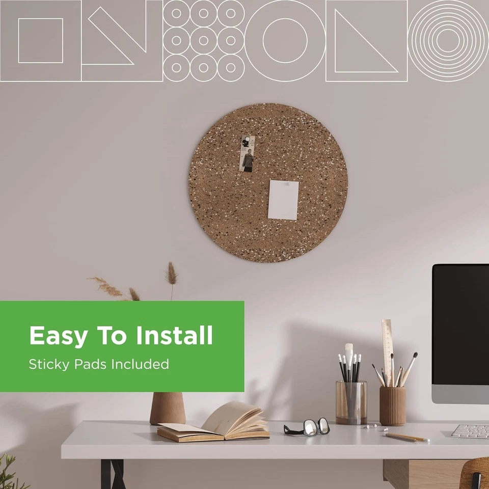 Go4Cork Round Frameless Cork Bulletin Board - 16.9" x16.9" | Double-Sided Eco Mu - Image 3 of 3