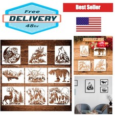 Animal Wood Burning Stencils 9 Pcs Deer Bear Horse Owl Wolf Templates for Crafts