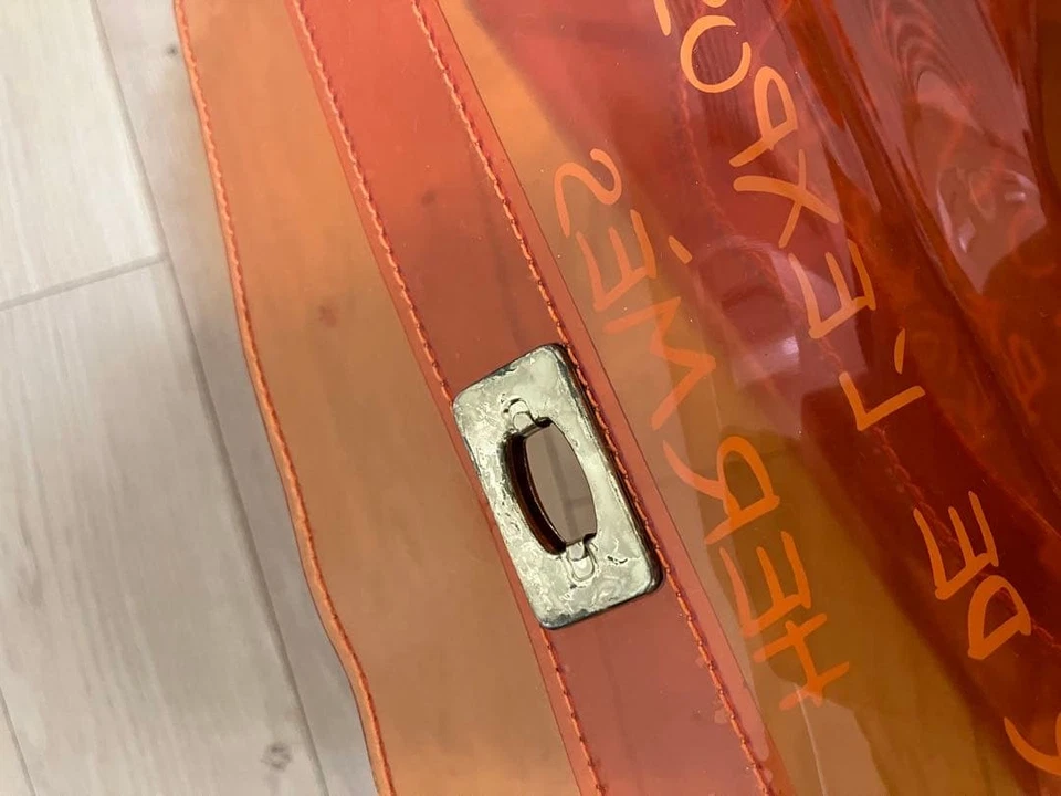 Hermes Vinyl Kelly Orange 30x40x11 cm Limited Exhibition Tote Bag Rare - Image 4 of 4