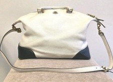 Tory Burch Frances Colorblock Slouchy Satchel Cream/ Black Leather Shoulder Bag