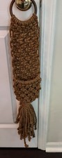 Brown Jute Macrame Wall Pocket Plant Holder Retro Boho 70 s