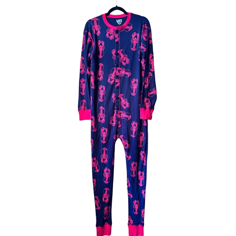 Mono Pijama Estampado Novedad Langosta LazyOne Ropa de Salón Traje Unión Azul Marino/Rojo Foto 2 de 4