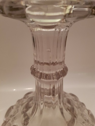 Vintage Large Fat Glass Candle Stick Holder Clear Thick Heavy Glass (A7) - Picture 5 of 12