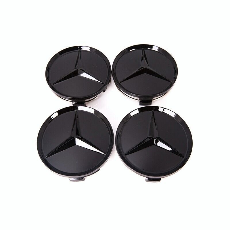 4PC Glossy Black Wheel Center Hub Caps Emblem fits Mercedes 75mm Car Set