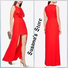 BCBG MAXAZRIA SIZE 2 BRIGHT RED TANIKA HI-LOW MAXI GOWN DRESS