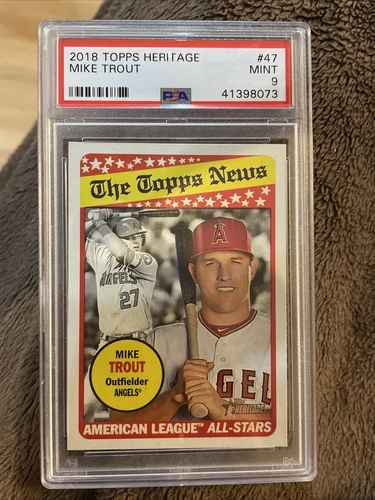 2018 Topps Heritage #47 Mike Trout PSA 9 Mint Topps News All-Stars
