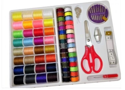 MARKENLOS Angebot 100tlg Nähzeug Set Reise Nähzubehör Spulen Garn Nadeln Nähkasten Nähgarn