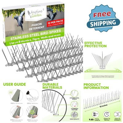 10 Feet Stainless Steel Bird Spikes - Easy Setup for Pigeons & Raccoon Deterrent