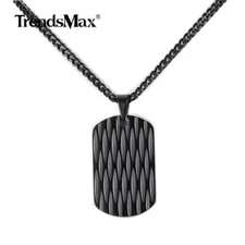 Stainless Steel Dog Tag Pendant Necklace with 3mm 18-24" Curb Chain Summer Gift