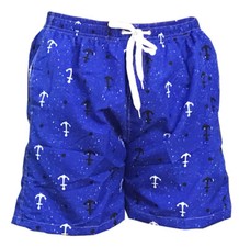 Mens Board Surf Swimming Shorts W/ Mesh Lining Royal Blue Dot M/L 26"-30"