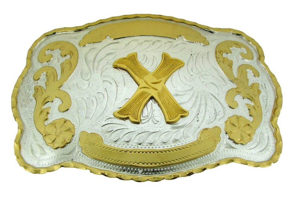 3D Initial 'T' Rodeo Cowboy Western Belt Buckle - 1.5" Fit, Multi-Color Alloy