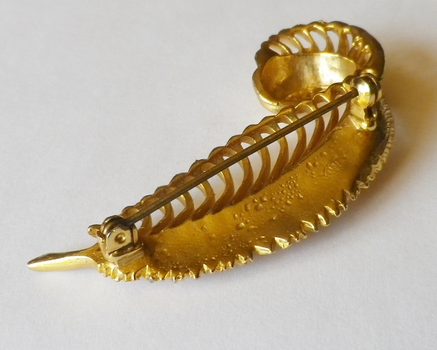 Broche Vintage Perles Et Plume - Bijou Ancien, Occasion