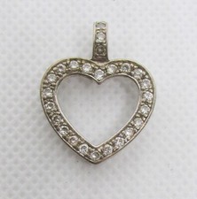 925 STERLING SILVER CUBIC ZIRCONIA OPEN HEART PENDANT 24 X 19 MM  2.7G