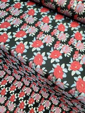 RED BLACK BLUE Brocade Fabric Sold By The Yard Black Background For Dress
