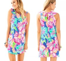 Lilly Pulitzer Esmeralda Ruffle Dress Small Hibiscus Jungle Utopia 20443