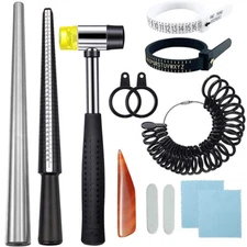 Ring Mandrel Ring Sizer Metal Ring Stick Measure Tool Jewelry Making Tool Set US
