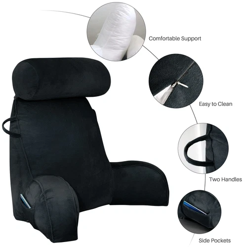 Respaldo Almohada de Lectura Reposacuello Soporte Lumbar Asiento Cojín Tumbona con Brazos - Imagen 60 de 64
