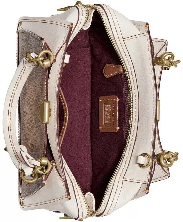 ❤️ Coach Signature Dreamer 21 Mini Tan/Chalk/Gold Satchel | eBay