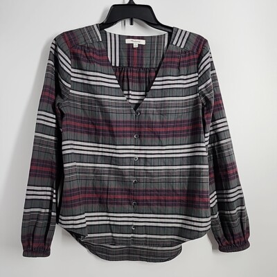 Madewell Size Small V-Neck Button-Down Shirt Stratfield Plaid Womens 