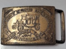 VINTAGE Henry Ford Detroit Automobiles Metal Model T Car Belt Buckle