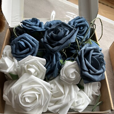 Ling s Moment White & Dark Blue Roses -25