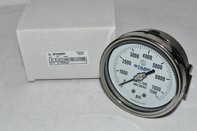 #ad NEW Stark Industries 46S 7500 C 4#x27;#x27; 4.00 1 4#x27;#x27; NPT Pressure Gauge 0 7500 PSI $92.98