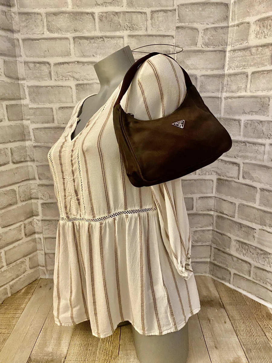 PRADA Mini BROWN Tessuto Sport NYLON Y2K Shoulder Hobo #31