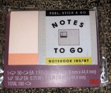 Post-it Study Notebook Notes To Go  2 Post It Sizes.100Sheets Total. NIP