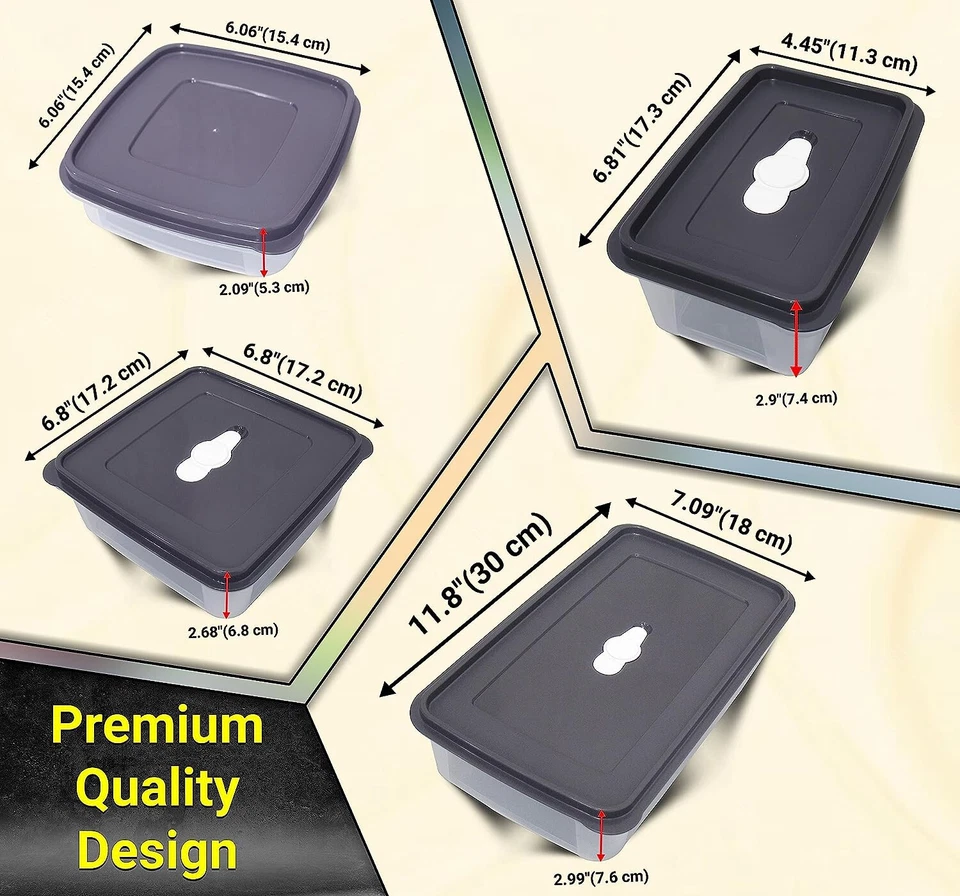 Plastic Food Containers & Lids Takeaway Microwave Freezer Safe Storage Boxes 7Pc - Image 3 of 4