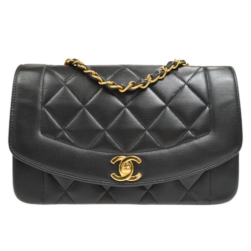 Chanel Black Lambskin Small Diana CC Single Chain Shoulder Bag 63694