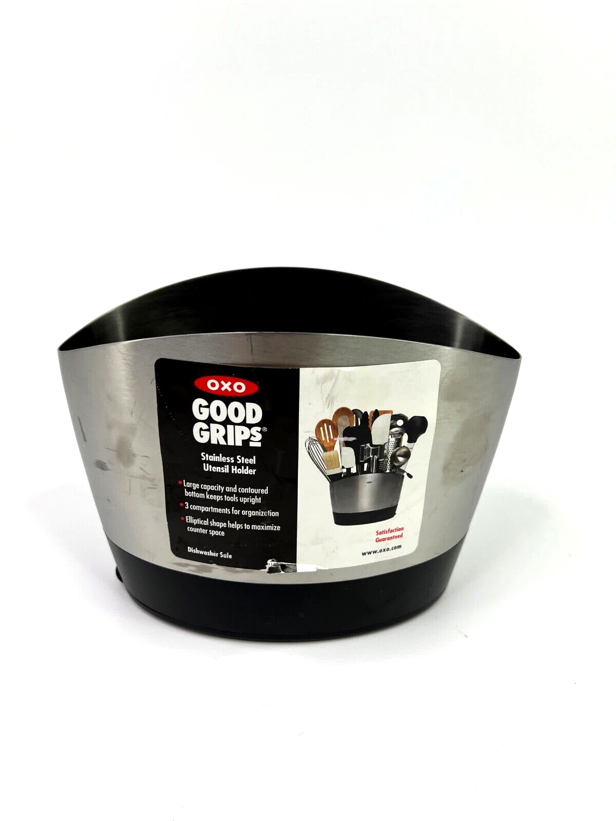 OXO Utensil Holder Large EUC Dishwasher Safe Countertop Stainless Steel