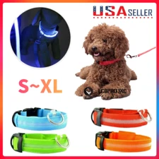 Adjustable LED Dog Waterproof Nylon Collars Night Safety Light Flashing Collar