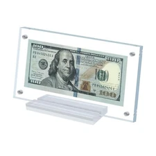 Dollar Bill Frame Display Acrylic Dollar Bill Holder for Collectors-Transparent