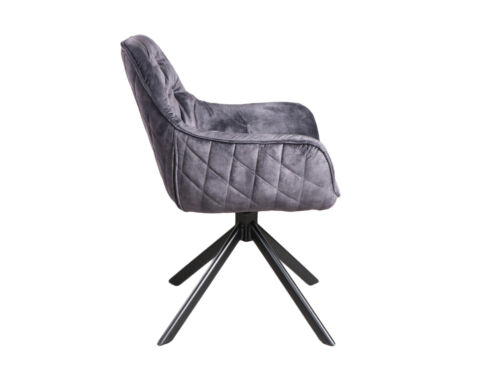 Drehstuhl Carlton 2er Set Esszimmer Stuhl Polster grau Metallfuß drehbar 360' - Bild 2 von 5