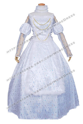 White Queen Costume from movie Alice In Wonderland Cosplay White Dress