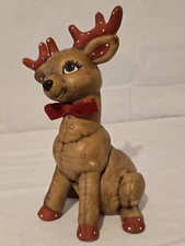 Vintage Kimble Mold Quilted Reindeer Ceramic Christmas 1988 Hollies Retro