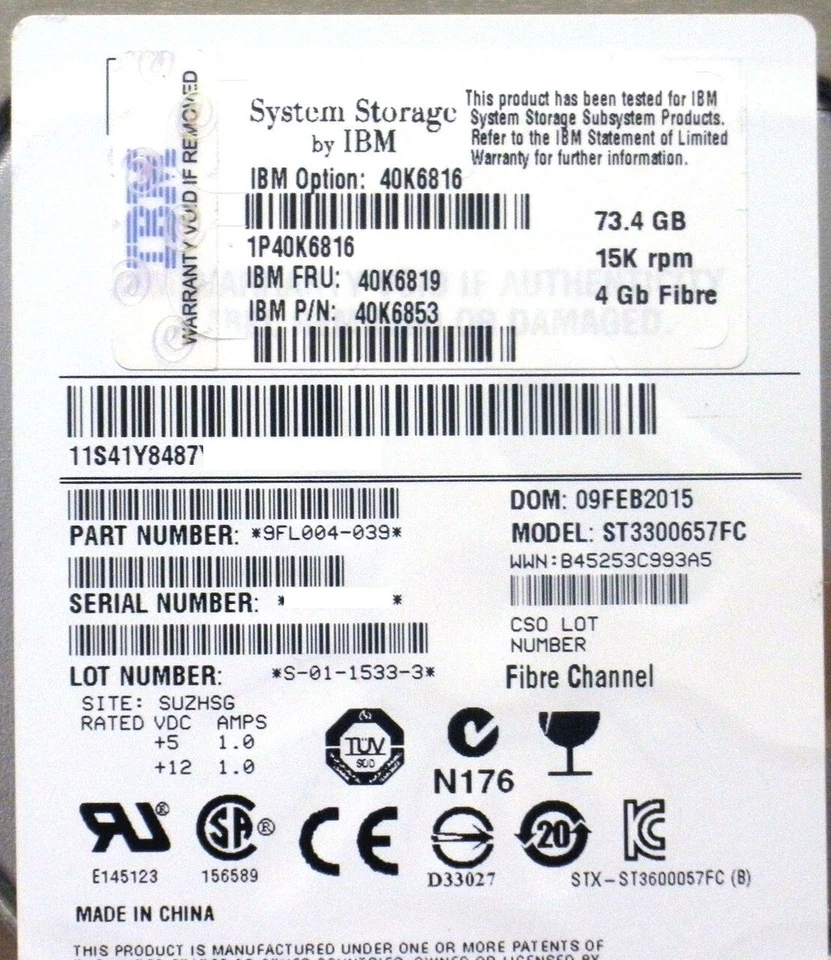 IBM 5413-18XX 5413 73GB 15K 4Gb FC 3.5in Hard Drive - Image 3 of 4
