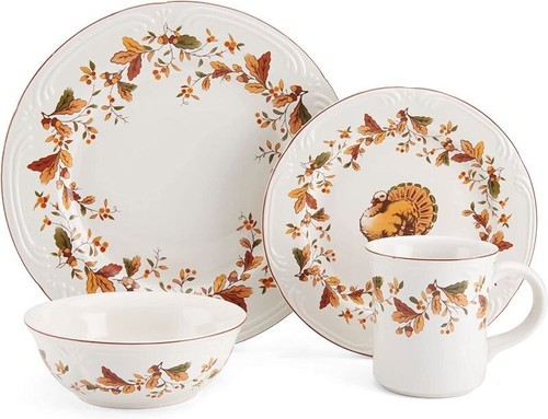 Pfaltzgraff Autumn Berry 16 DINNERWARE THANKSGIVING SET 4 PLACE SETTING turkey
