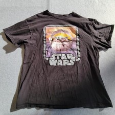 Star Wars Adult XL Baby Yoda Graphic T Shirt Black Short Sleeve Casual Movie