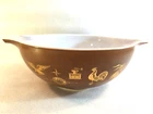 Pyrex EARLY AMERICAN 4 Qt. Cinderella Bowl 444 Brown & Gold Design