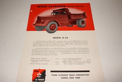 1948-49 Ward LaFrance Dump Trucks Factory Data Sheet, Original