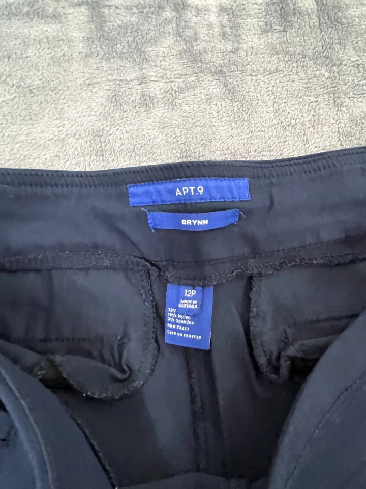 Apt. 9 Brynn Capri Pants Women 12P Navy Stretch High Waisted Pull On Relaxed Fit Foto 2 de 4