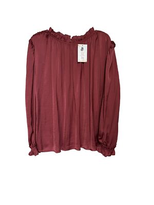 Modest Wears Boutique Sz XL (XXL) Rust LS Ruffle Pull Over Blouse 