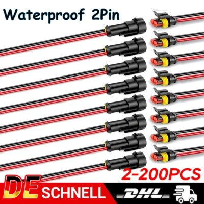 MARKELONS 1-200X Auto Stecker Steckverbindung Steckverbinder 2-Polig Wasserdicht KFZ-Kabel