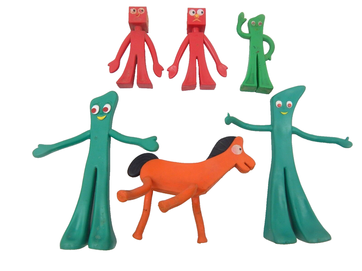 6L Set Gumby Blockhead Pokey Bendable Figures Jesco Art
